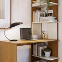 Ver imagem 3 de Escrivaninha com Estante Eccos Compacta Madeira Home Office Estudo - Nature com Off White