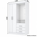 Ver imagem 3 de Guarda Roupas Juvenil / Infantil 2 Portas 3 Gavetas com Espelho Irís Branco Espresso Moveis