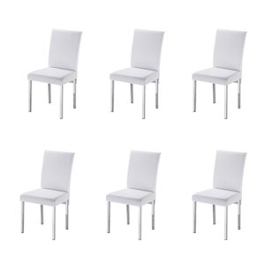 Kit 6 Cadeiras Vitória para Sala de Jantar-Assento sintético branco GAT MAGAZINE