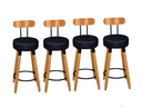 Ver imagem 1 de Kit 4 Banquetas Redonda Alta Bar Pés Palito Madeira - Preto Maderevest