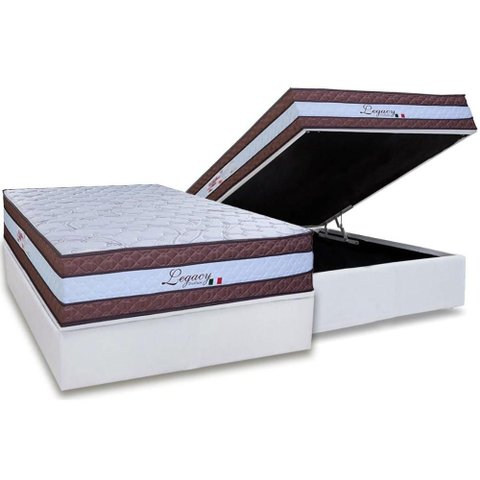 Cama Box Baú Casal: Colchão Molas Masterpocket Ensacadas Paropas Legacy White + Base Crc Linhão
