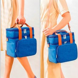 Bolsa Térmica Marmita Lancheira com Alça - Azul - 7