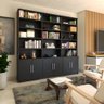 Estante para Livros Biblioteca 6 Portas 15 Prateleiras Removíveis Preto - Panorama Móveis - 1