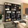 Estante para Livros Biblioteca 6 Portas 15 Prateleiras Removíveis Preto - Panorama Móveis - 2