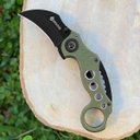 Ver imagem 2 de Canivete Tático Karambit Invictus Shark Aço Inox 420 Cabo de Alumínio Verde