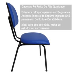 Cadeira Secretaria Fixa Pé Palito Estofada Jserrano Azul Para Escritório - 4