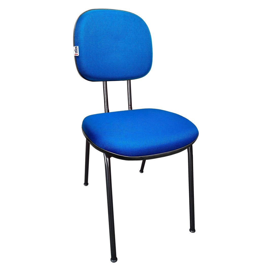 Cadeira Secretaria Fixa Pé Palito Estofada Jserrano Azul Para Escritório - 1
