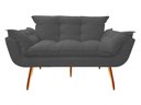 Ver imagem 1 de Namoradeira Decorativa Opala Suede Cinza 2 Lugares Pés Madeira Mz Decor