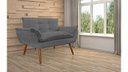 Ver imagem 3 de Namoradeira Decorativa Opala Suede Cinza 2 Lugares Pés Madeira Mz Decor