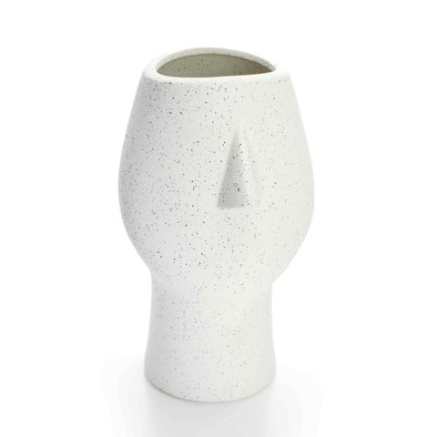 Vaso Decorativo Rosto Areia em Cerâmica 25,5x26cm - D’Rossi