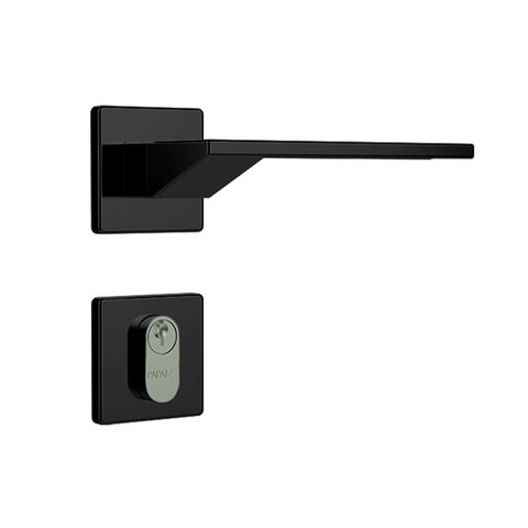 Fechadura para Porta de Entrada Preto Fosco 40mm com Roseta MZ630 Design Papaiz