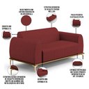 Ver imagem 4 de Sofá 2 Lugares para Sala de Estar Molino 150 Cm D02 Pés D'ouro Veludo Marsala C-278 - Lyam Decor