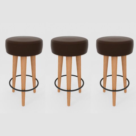 Kit 3 Banqueta Alta Cozinha 70cm Estofada Marrom Café Madeira Maciça Urban