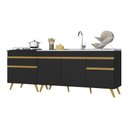 Ver imagem 3 de Kit 2 Balcões Gabinete Pia 150 Cm e Cooktop 70 Cm Veneza Gb Multimóveis Mp2073 Preto