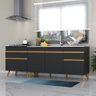Kit 2 Balcões Gabinete Pia 150 Cm e Cooktop 70 Cm Veneza Gb Multimóveis Mp2073 Preto - 2