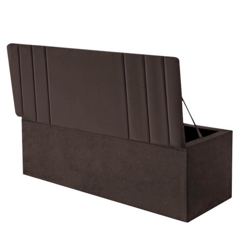 Calçadeira Baú Recamier Estofada Cama de Casal 140cm Grécia Suede Marrom- Mabe Magazine