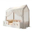 Ver imagem 1 de Cama Casinha Montessoriana Isa em Mdf + Voal Mosquiteiro e Dossel para Quarto Infantil - Branco