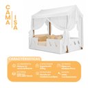 Ver imagem 3 de Cama Casinha Montessoriana Isa em MDF + Voal Mosquiteiro e Dossel para Quarto Infantil - Branco