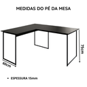Ver imagem 5 de Mesa em L Industrial para Escritório e Home Office 150x150cm - Preto