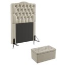 Ver imagem 1 de Kit Cabeceira Decorativa Para Cama Box Pollux e Calçadeira Sagitarius 90 Solteiro Couro Artificial B