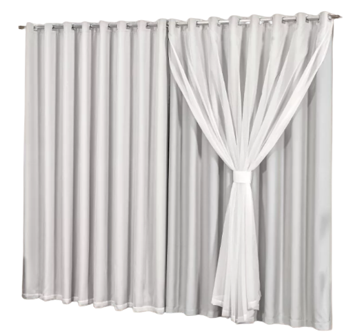 Cortina Blackout com voil 2,80x2,50 Para Trilho Duplo:Gelo | MadeiraMadeira