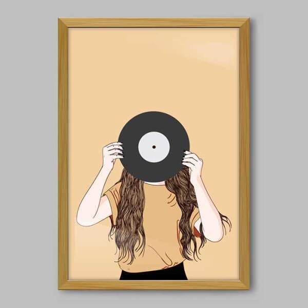 Quadro Disco Vinil Face - 90x60cm - Moldura Caixa Madeira | MadeiraMadeira