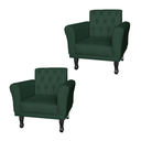 Ver imagem 1 de Jogo 2 Poltronas Decorativas Para Sala de Espera Classic Suede Verde - LM DECOR