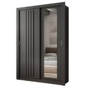 Ver imagem 2 de Guarda Roupa Solteiro 2 Portas Darvi Lux 2 Gavetas Carraro Ripado Preto Touch