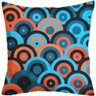 Capa De Almofada Suede Em Tons Azul E Laranja semi-círculos - 1