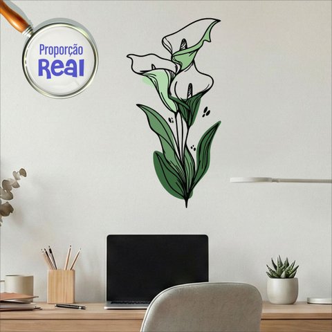 Adesivo Floral Boho Verde Estilo Nórdico 30x60 Minimalista Mod.04