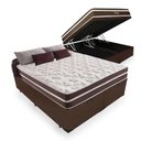 Ver imagem 1 de Cama Box Baú Casal 138 Bipartido Tecido Sintético Marrom com Colchão Little Angel - Bello Box - Mola