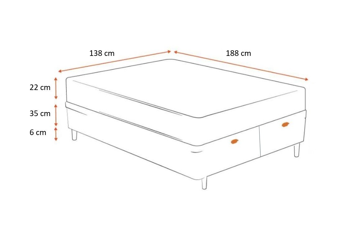 Cama Box Baú Casal 138 Bipartido Tecido Sintético Marrom com Colchão Little Angel - Bello Box - Mola - 4