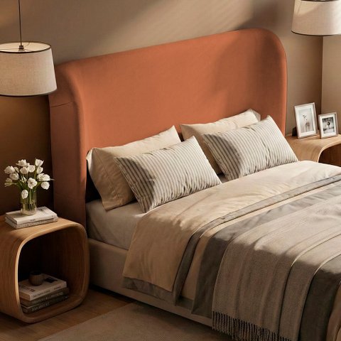 Cabeceira para Cama Box Queen Size Liah 160cm Bouclê Terracota - Desk Design