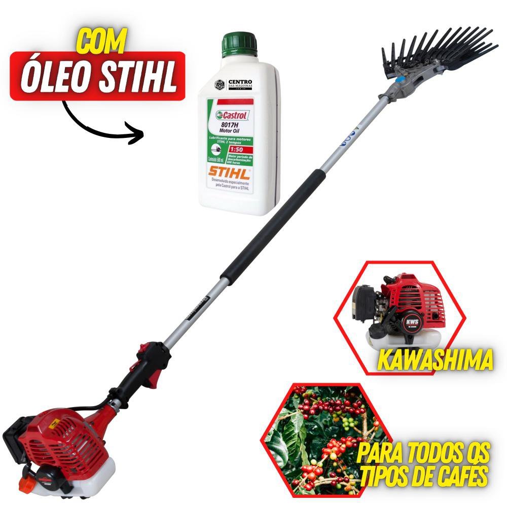 Derriçadeira Mãozinha de Café Kawashima KWD2600DL com Haste Longa + Óleo Castrol Stihl 2T