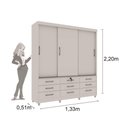 Ver imagem 3 de Guarda Roupa Casal 3 Portas 9 Gavetas Chicago Tcil:BRANCO