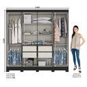 Ver imagem 2 de Guarda Roupa Casal 8 Portas 4 Gavetas Malibu Casa 812 Preto Hp
