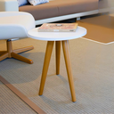 Ver imagem 4 de Mesa Lateral Redonda Cabeceira 45x50 com Pé Palito Tripé Pequena Retrô de Apoio Canto para Sofá Cama