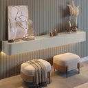Ver imagem 1 de Aparador Suspenso 100% MDF 3 Gavetas 180cm com LED Apolo Branco/Off White