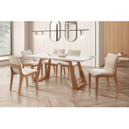 Sala de Jantar com Vidro 6 Cadeiras 2,0x1,0m - Dallas - Star Móveis - 1
