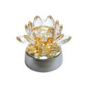 Ver imagem 1 de Enfeite Escultura de Vidro Flor de Lotus de 8cm com Base Espelhada Led Rgb Enfeite de Crista Cor:ama