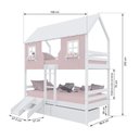 Ver imagem 3 de Beliche Casinha Encantada com 02 Gavetas Kit Escada/ Escorregador Madeira Maciça Rosa/ Branco