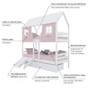 Ver imagem 4 de Beliche Casinha Encantada com 02 Gavetas Kit Escada/ Escorregador Madeira Maciça Rosa/ Branco