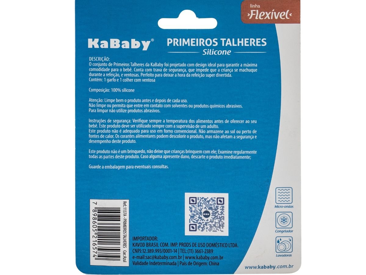 Kit primeiros talheres de silicone 6M+ KaBaby - Azul - 4