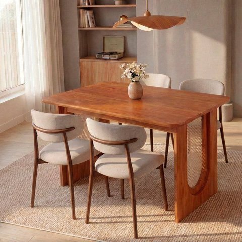 Conjunto de Jantar com Mesa Tali 130cm 4 Cadeiras Ema CabeCasa MadeiraOriginals Marrom Prata/Imbuia
