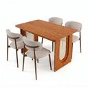 Ver imagem 3 de Conjunto de Jantar Mesa Tali 130cm 4 Cadeiras Ema CabeCasa MadeiraOriginals Marrom/Prata
