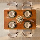 Ver imagem 2 de Conjunto de Jantar Mesa Tali 130cm 4 Cadeiras Ema CabeCasa MadeiraOriginals Marrom/Prata