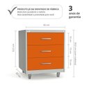 Ver imagem 2 de Gaveteiro de Aço 3 Gavetas com Rodízios com Chave Preto para Escritório Laranja/Cinza