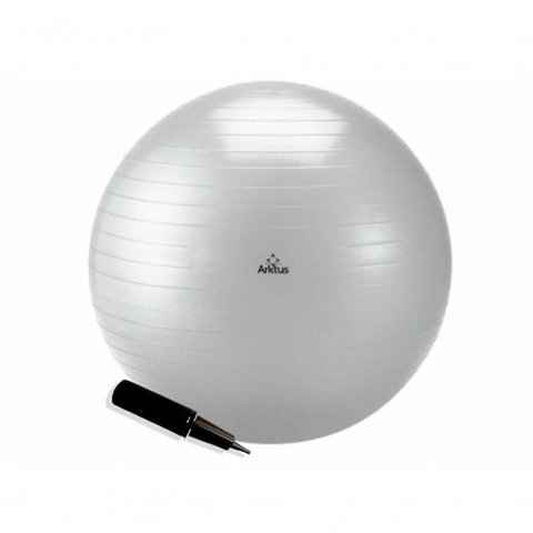 Bola Suíça Pilates Anti-Burst com Bomba de Ar Cinza Arktus 85cm