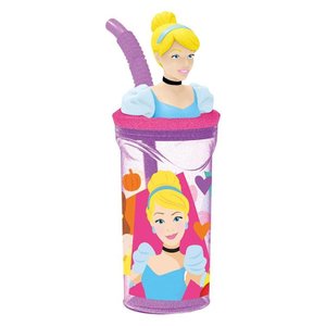 Copo 3d Yangzi C/ Canudo Princesas 360ml Tl30c01