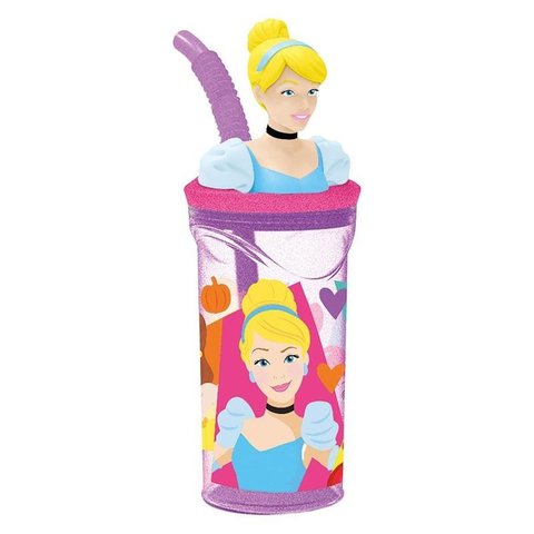 Copo 3d Yangzi C/ Canudo Princesas 360ml Tl30c01
